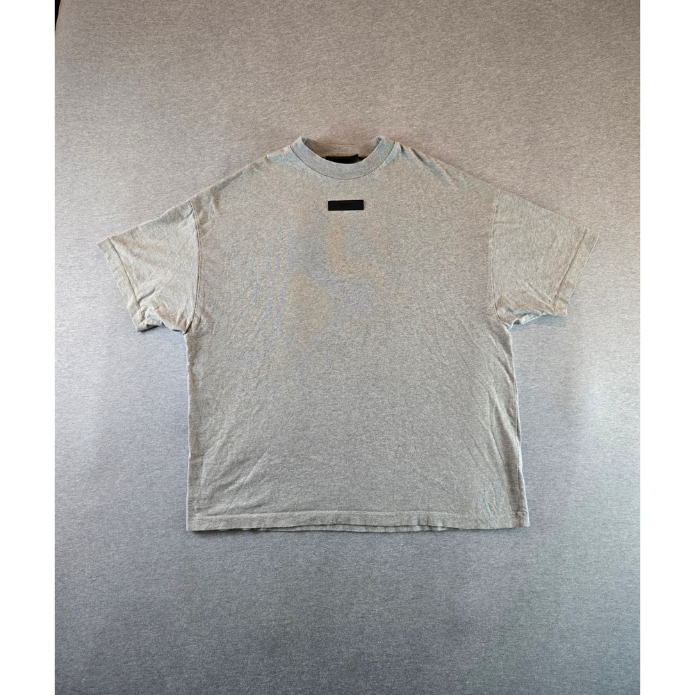Fear of God Essentials T-Shirt Mens Medium Grey Oversized Rubber Logo Patch
